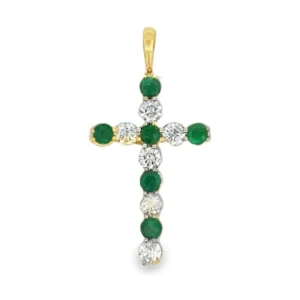 Emerald Diamond Cross Pendant