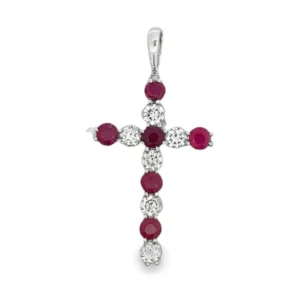Ruby Diamond Cross Pendant