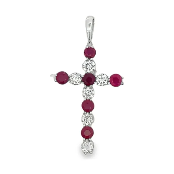 Ruby Diamond Cross Pendant