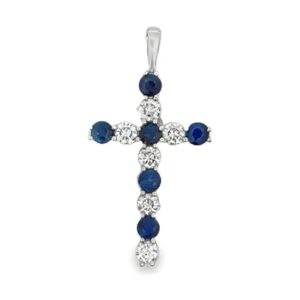 Sapphire Diamond Cross Pendant