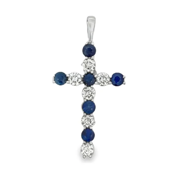 Sapphire Diamond Cross Pendant