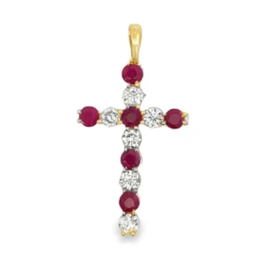 Ruby Diamond Cross Pendant