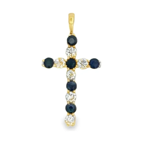 Sapphire Diamond Cross Pendant