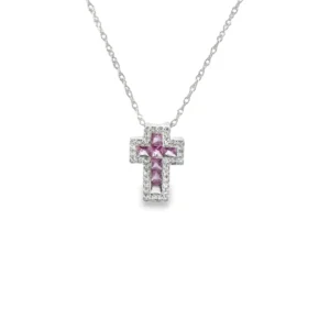 Pink Sapphire Cross Necklace