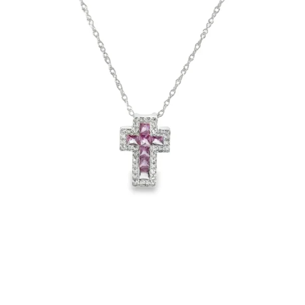 Pink Sapphire Cross Necklace