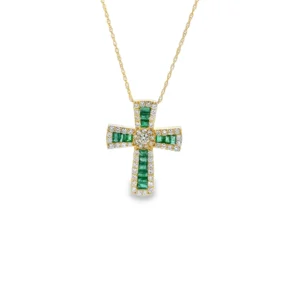 Emerald Cross Pendant Necklace