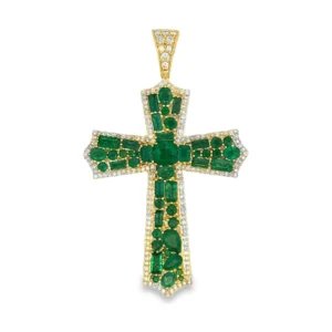 Emerald Diamond Cross Pendant