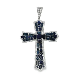Sapphire Cross Pendant Necklace