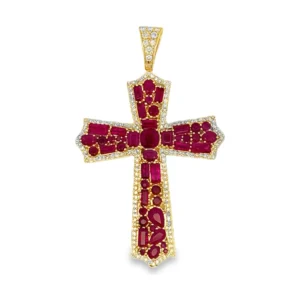 Ruby Diamond Cross Pendant