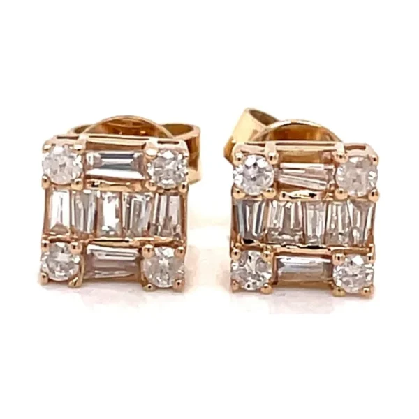 Square Diamond Stud Earrings
