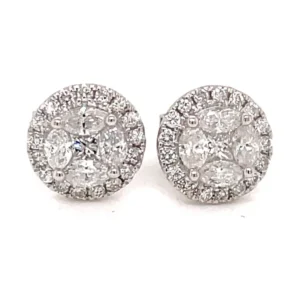 Halo Diamond Stud Earrings