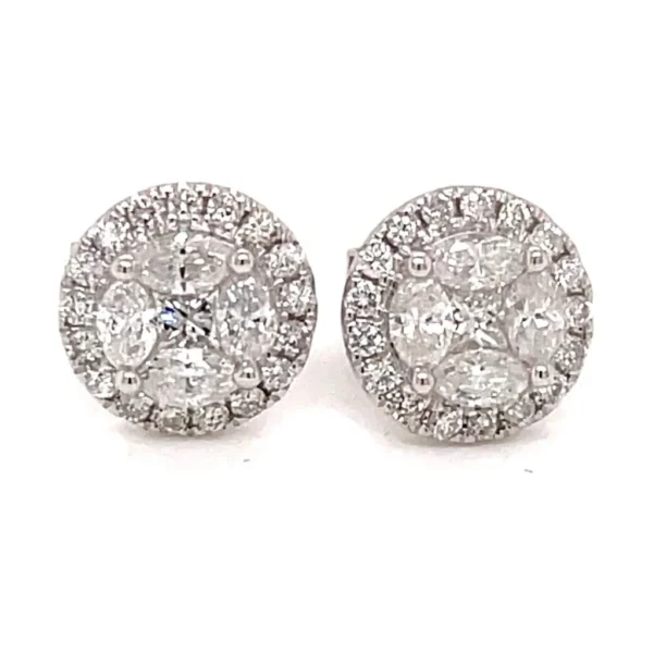 Halo Diamond Stud Earrings