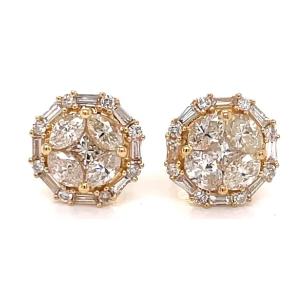 Diamond Cluster Stud Earrings