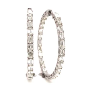 Emerald Diamond Hoop Earrings
