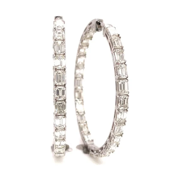 Emerald Diamond Hoop Earrings