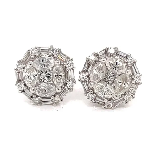 Cluster Diamond Stud Earrings