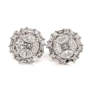 Cluster Diamond Stud Earrings