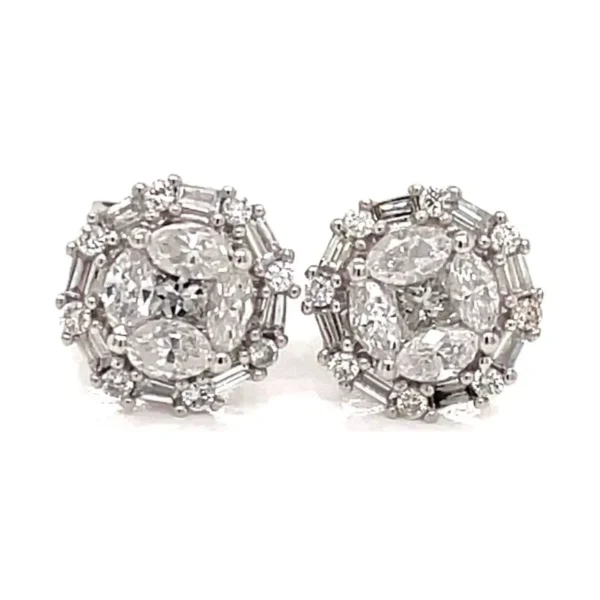 Cluster Diamond Stud Earrings