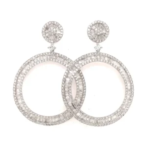 Diamond Circle Dangle Earrings