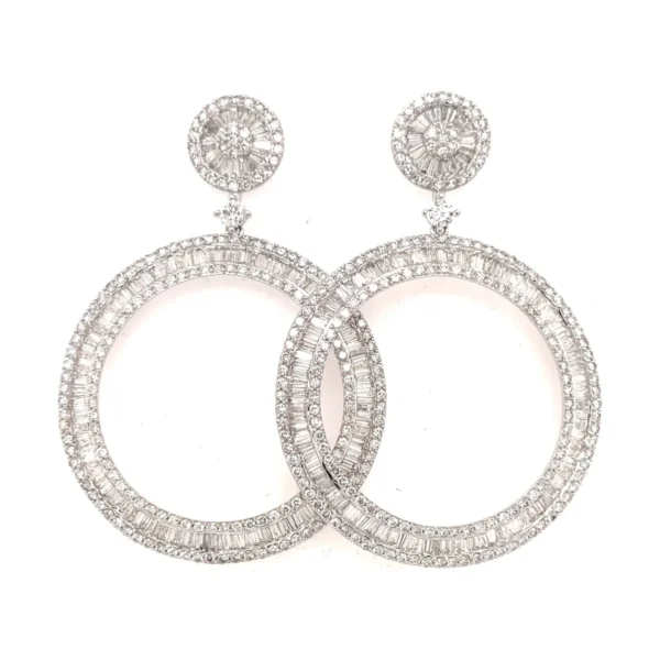 Diamond Circle Dangle Earrings