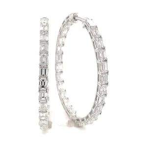 Emerald Diamond Hoop Earrings
