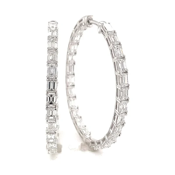 Emerald Diamond Hoop Earrings