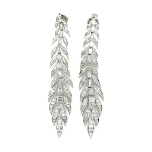Feather Diamond Dangle Earrings