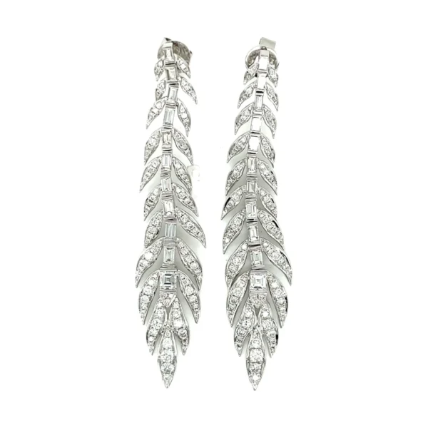 Feather Diamond Dangle Earrings