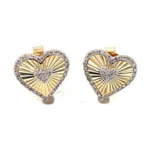 Diamond Heart Stud Earrings