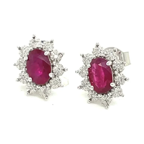 Oval Gemstone Halo Earrings