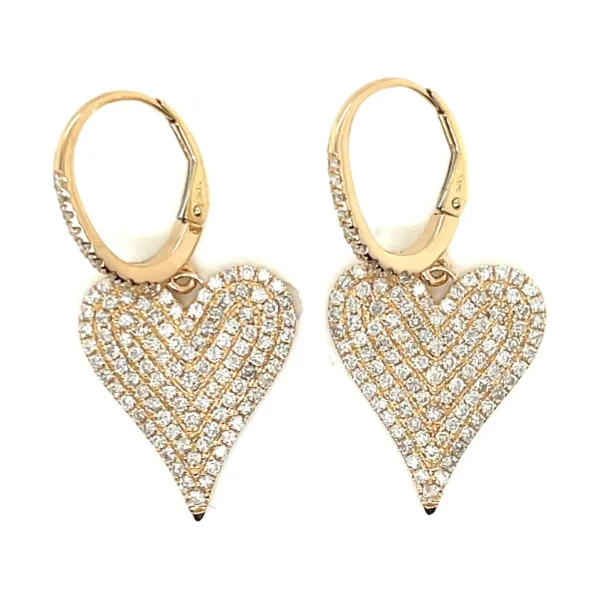 Diamond Heart Dangle Earrings