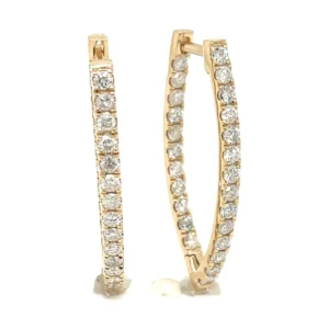 Diamond Oval Hoop Earrings