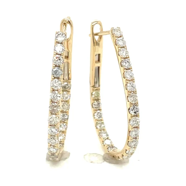 Diamond Oval Hoop Earrings