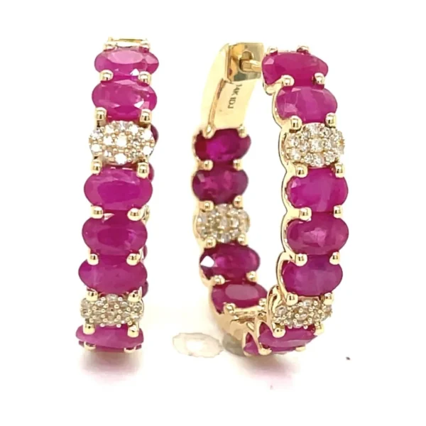 Ruby Diamond Hoop Earrings