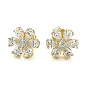 Floral Diamond Stud Earrings
