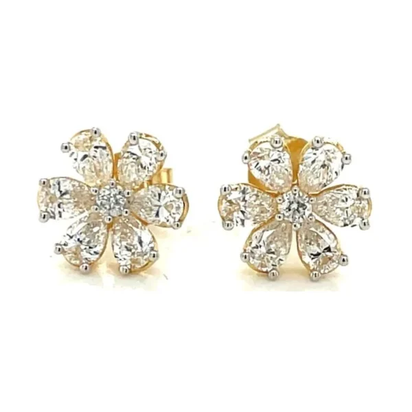 Floral Diamond Stud Earrings