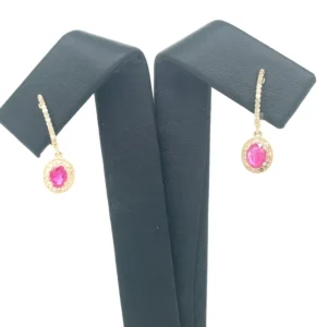 Oval Ruby Halo Earrings