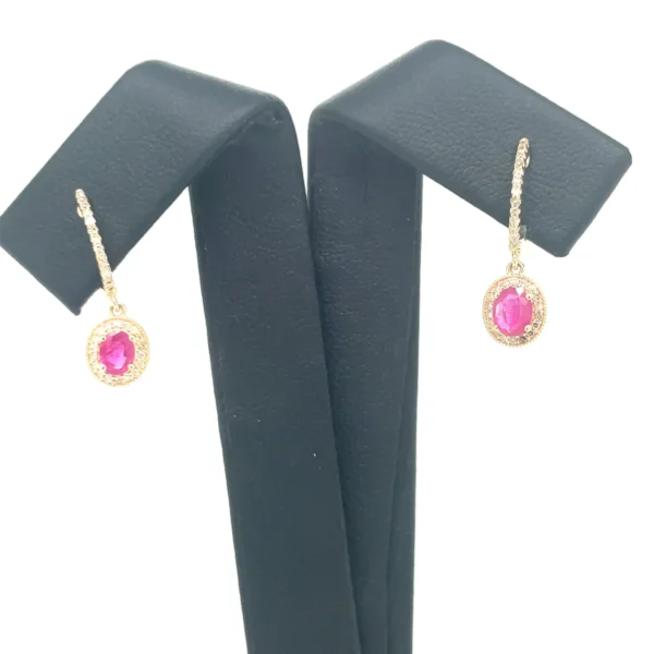 Oval Ruby Halo Earrings