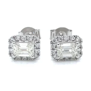 Emerald Halo Stud Earrings
