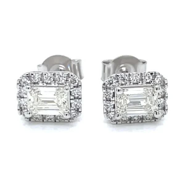 Emerald Halo Stud Earrings