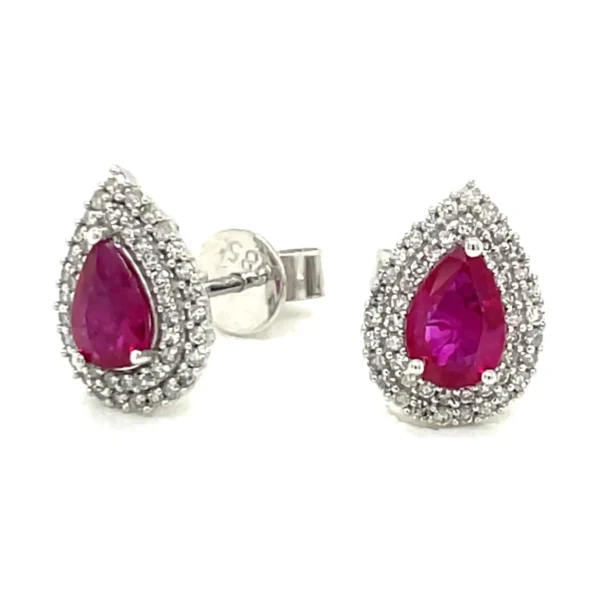 Pear Halo Stud Earrings