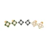 Enamel Clover Diamond Earrings