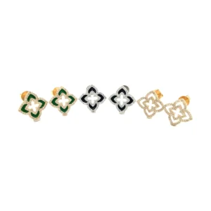 Enamel Clover Diamond Earrings