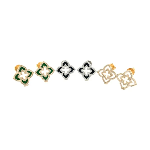 Enamel Clover Diamond Earrings