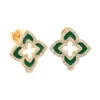 Enamel Clover Diamond Earrings