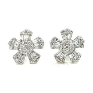 Floral Diamond Stud Earrings