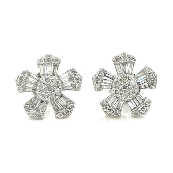 Floral Diamond Stud Earrings