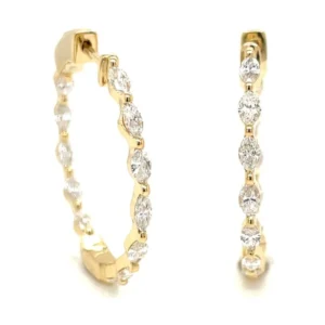 Marquise Diamond Hoop Earrings