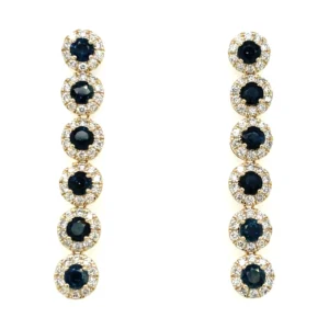 Sapphire Halo Drop Earrings
