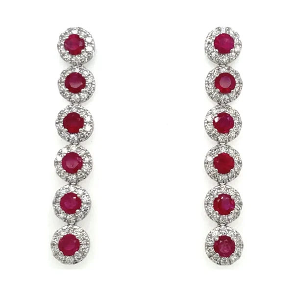 Ruby Halo Drop Earrings